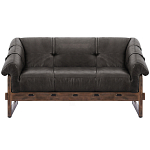 Двухместный диван Duncan винтажная черная кожа варинант исполнения - 1 | Loft Concept в Краснодаре