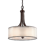 Люстра подвесная с двойным круглым плафоном из органзы и матового стекла Kichler варинант исполнения - 5 | Loft Concept в Краснодаре