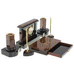 Настольный письменный набор с часами из природного камня обсидиана Royal Stone варинант исполнения - 3 | Loft Concept в Краснодаре