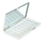 Таблетница карманная прямоугольная на 7 отделений с зеркалом и накладкой из натурального камня Содалит Silver Stone Pillboxes варинант исполнения - 2 | Loft Concept в Краснодаре