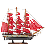 Декоративная модель деревянного парусника с красными парусами в подарочной упаковке With The low варинант исполнения - 1 | Loft Concept в Краснодаре