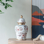 Ваза с нежным цветочным узором в пастельных тонах и крышкой с золотым акцентом Chinoiserie Ceramics варинант исполнения - 5 | Loft Concept в Краснодаре