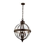 Подвесной светильник бронзового цвета с прозрачным стеклянным плафоном в форме шара в индустриальном стиле на цепи 4 лампы Feiss варинант исполнения - 2 | Loft Concept в Краснодаре