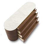 Дизайнерский комод овальной формы с белой столешницей и 4-мя ящиками Gioli варинант исполнения - 1 | Loft Concept в Краснодаре