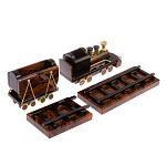 Часы настольные в виде паровоза из натурального камня Обсидиан Train Stone Clock варинант исполнения - 3 | Loft Concept в Краснодаре