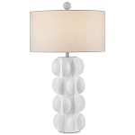 Настольная лампа белая с тканевым абажуром в форме цилиндра Morphing варинант исполнения - 3 | Loft Concept в Краснодаре