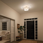 Потолочный светильник с двойным цилиндрическим плафоном из белого стекла и прозрачной органзы Kichler варинант исполнения - 10 | Loft Concept в Краснодаре