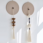 Аксессуар на стену диск с деревянными бусинами Wall Decor Thread Disc  варинант исполнения - 1 | Loft Concept в Краснодаре