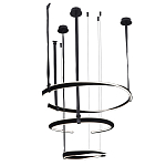 Люстра подвесная с 3-мя кольцами из кожаных ремней черного цвета Half Ring Horizontal  варинант исполнения - 2 | Loft Concept в Краснодаре