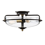 Потолочный светильник со стеклянным плафоном на изогнутых кронштейнах Quoizel  варинант исполнения - 4 | Loft Concept в Краснодаре