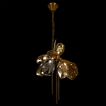 Люстра подвесная со стеклянными плафонами из дымчатого и золотистого с тремя вертикальными подвесками Gilded Mirage  варинант исполнения - 6 | Loft Concept в Краснодаре