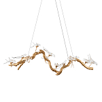 Люстра подвесная линейная с прозрачными стеклянными птичками на ветвях Serip Voa варинант исполнения - 1 | Loft Concept в Краснодаре