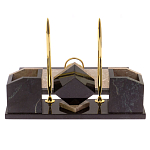 Настольный письменный набор из бежевого мрамора с часами Marble Accessory варинант исполнения - 3 | Loft Concept в Краснодаре