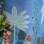 Обои ручная роспись Malwa Special Colourway on blue painted Xuan paper варинант исполнения - 2 | Loft Concept в Краснодаре