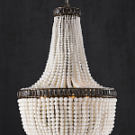 Люстра каплевидной формы декорированная нитями стеклянных бусин молочного цвета Bead threads варинант исполнения - 2 | Loft Concept в Краснодаре