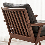 Кресло c каркасом из массива дерева и мягкой кожаной обивкой Walnut Armchair варинант исполнения - 9 | Loft Concept в Краснодаре