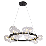 Люстра круглая подвесная с 15-ю прозрачными шарообразными плафонами из стекла Iona chandelier варинант исполнения - 8 | Loft Concept в Краснодаре