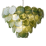 Люстра из зеленых стеклянных дисков с перламутровым эффектом Green Glowing Glaze варинант исполнения - 6 | Loft Concept в Краснодаре