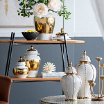 Ваза с золотыми полосами на белом фоне Chinoiserie Ceramics варинант исполнения - 4 | Loft Concept в Краснодаре