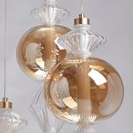 Люстра с плафонами из прозрачного и янтарного стекла в виде шаров и ромбов Gabriel Scott Luna варинант исполнения - 9 | Loft Concept в Краснодаре