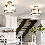 Потолочный светильник со светлым текстильным абажуром Hinkley варинант исполнения - 10 | Loft Concept в Краснодаре