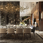 Подвесная люстра в виде ветвей деревьев золотого цвета с прозрачными подвесками-каплями 10 и 14 ламп Droplet Chandelier варинант исполнения - 7 | Loft Concept в Краснодаре