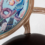Полукресло из массива бука с сиденьем из экокожи и цветочным принтом на спинке Chinoiserie Garden Chair варинант исполнения - 2 | Loft Concept в Краснодаре