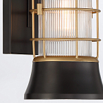 Настенный фонарь цилиндрической формы с рифленым стеклом в золотом каркасе на черном прямоугольном основании Eurofase варинант исполнения - 14 | Loft Concept в Краснодаре