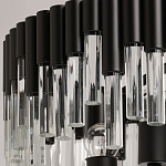 Люстра круглая из матового черного металла с подвесками из прозрачных стеклянных трубок Noir Tubes варинант исполнения - 7 | Loft Concept в Краснодаре