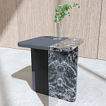 Slice журнальный столик из мрамора и массива дуба варинант исполнения - 1 | Loft Concept в Краснодаре