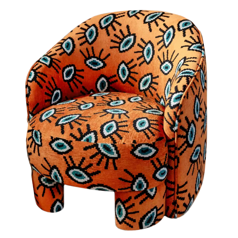 Акцентное Кресло Leela Оранжевый Орнамент Оранжевый в Краснодаре | Loft Concept 