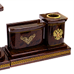 Настольный письменный набор с часами и визитницами из природного камня обсидиана Royal Present варинант исполнения - 3 | Loft Concept в Краснодаре