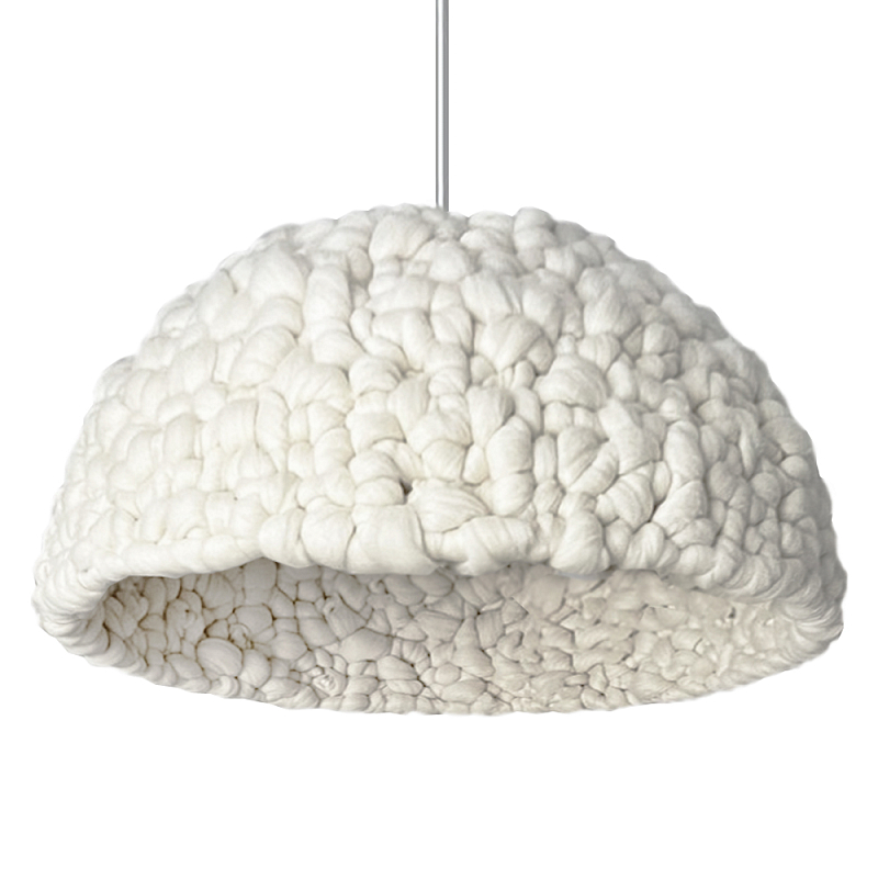 Вязаный подвесной светильник из шерсти Dome Wool Lamp Белый Вязаный подвесной светильник из шерсти Dome Wool Lamp Белый в Краснодаре | Loft Concept