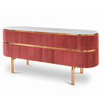 Дизайнерский комод овальный с розовой бархатной обивкой Edith варинант исполнения - 1 | Loft Concept в Краснодаре