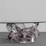 Дизайнерский журнальный стол с круглой прозрачной столешницей и основанием в виде цепи Hua Wang варинант исполнения - 1 | Loft Concept в Краснодаре