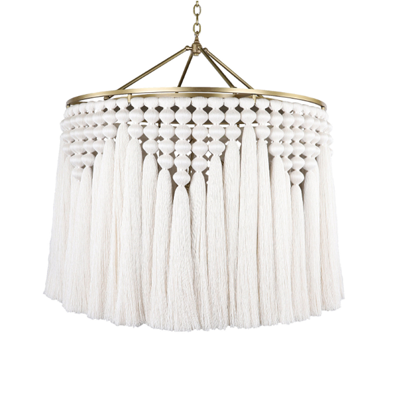 Люстра белая плетеная с кисточками Boho Tassel Chandelier Белый Латунь в Краснодаре | Loft Concept 