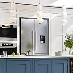 Подвесной светильник белого цвета с тремя геометрическими плафонами Alora Mood варинант исполнения - 12 | Loft Concept в Краснодаре