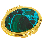 Зеркало карманное складное овальное из натурального камня Малахит с Хризоколлой Gold Stone Mirrors варинант исполнения - 1 | Loft Concept в Краснодаре