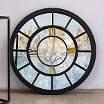 Зеркало настенное в чёрной металлической раме в виде часов Mirror Tower Clock варинант исполнения - 3 | Loft Concept в Краснодаре