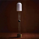 Торшер с белым фактурным абажуром и декором из черных сфер Echoes of Light варинант исполнения - 1 | Loft Concept в Краснодаре