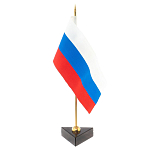 Флагшток настольный с флагом России из камня обсидиан Stone Flagpole варинант исполнения - 2 | Loft Concept в Краснодаре