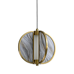 Подвесной светильник с круглым плафоном из искусственного алебастра в бронзовой оправе Marbella варинант исполнения - 1 | Loft Concept в Краснодаре