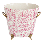 Кашпо из белого фарфора с розовым цветочным орнаментом Eden Garden варинант исполнения - 1 | Loft Concept в Краснодаре