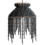Подвесной светильник с абажуром украшенным черными бусинами Wooden Beads Chandelier Black варинант исполнения - 1 | Loft Concept в Краснодаре