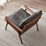 Кресло c каркасом из массива дерева и мягкой кожаной обивкой Walnut Armchair варинант исполнения - 3 | Loft Concept в Краснодаре