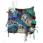 Панно гобелен яркие Пространство-Время TimeSpace Blue варинант исполнения - 2 | Loft Concept в Краснодаре