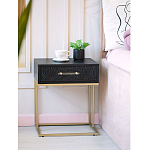 Приставной столик с резным узором на выдвижном ящике Black Table Carved Pattern варинант исполнения - 8 | Loft Concept в Краснодаре