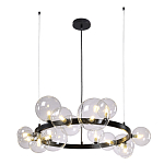 Люстра круглая подвесная с 15-ю прозрачными шарообразными плафонами из стекла Iona chandelier варинант исполнения - 7 | Loft Concept в Краснодаре