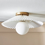 Потолочный светильник с белым плиссированным абажуром Headquarters варинант исполнения - 1 | Loft Concept в Краснодаре