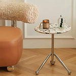 Дизайнерский журнальный стол с круглой столешницей на изогнутых стальных ножках Obafaby варинант исполнения - 1 | Loft Concept в Краснодаре